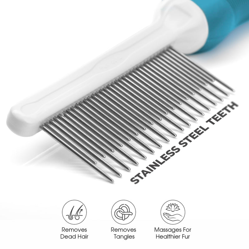 Poodle Pet Bundle - Detangling Pet Comb for Removing Matted Fur, Knots, and Tangles + Slicker Brush for Small and Large Dogs Pet Hair Remover, Safe and Gentle for Dogs and Cats - PawsPlanet Australia