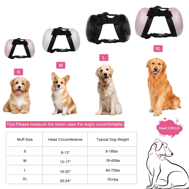 Dog Ear Muffs Noise Protection,29dB NRR Dog Noise Cancelling Ear Muffs,Dog Ear Muffs for Hearing Protection with Fast Snap Lock (White,S) Small White - PawsPlanet Australia