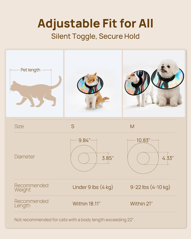 PetThem Soft Cat Cone Collar, Adjustable Cat Recovery Collar, After Surgery Protection, Waterproof & Easy to Clean, Lightweight Elizabethan Collar for Cats and Small Dogs (Stellar Wanderer, M) Stellar Wanderer