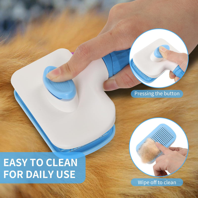 9 Pcs Pet Grooming Brush Set for Shedding, Professional Cats Dogs Long Hair Brush Nail Clipper And File Grooming Kit Self Cleanup Deshedding Multifunctional for Dogs Cats (Blue) Blue - PawsPlanet Australia