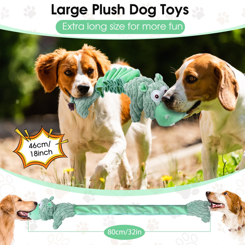 Large Squeaky Dog Toys and Interactive Dog Tug-of-War Toy, Tough Plush Dog Toy, Cute Puppy Toys, Pet Chewable Toys Plaything for Small Medium and Large Dogs Sage Green Hippo - PawsPlanet Australia