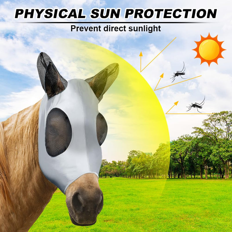 5 Pcs Horse Fly Mask with Ears Protection, Breathable Elastic Fabric Horse Full Face Coverage Mask with Eyes Protection and UV Sunlight Protection for Small Size Mini Horses (5 PCS) 5 PCS