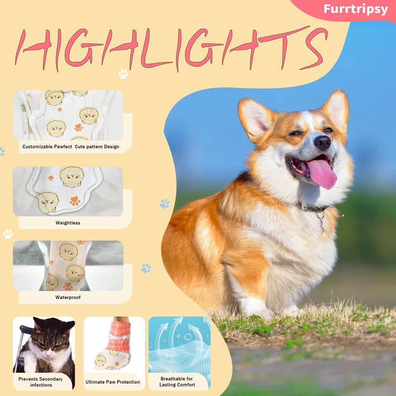 Disposable Dog Booties for Dog Cats,32Pcs Pet Booties Waterproof and Breathable with Adjustable Bandage,Paw Socks Protector for Small Medium Large Dogs(S,Paw Width:1.18~1.77in) Size S: Paw Width 1.18-1.77"