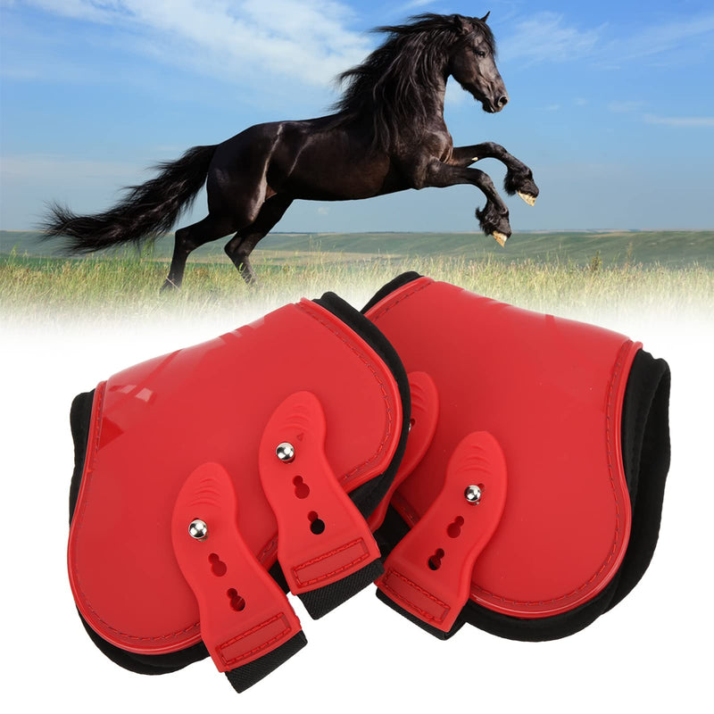 2 Pcs Horse Shin Guards, PU Material Red Horse Hind Leg Shin Guards Shell Adjustable Neoprene Horse Leg Guard for Equestrian Show Horse Jumping