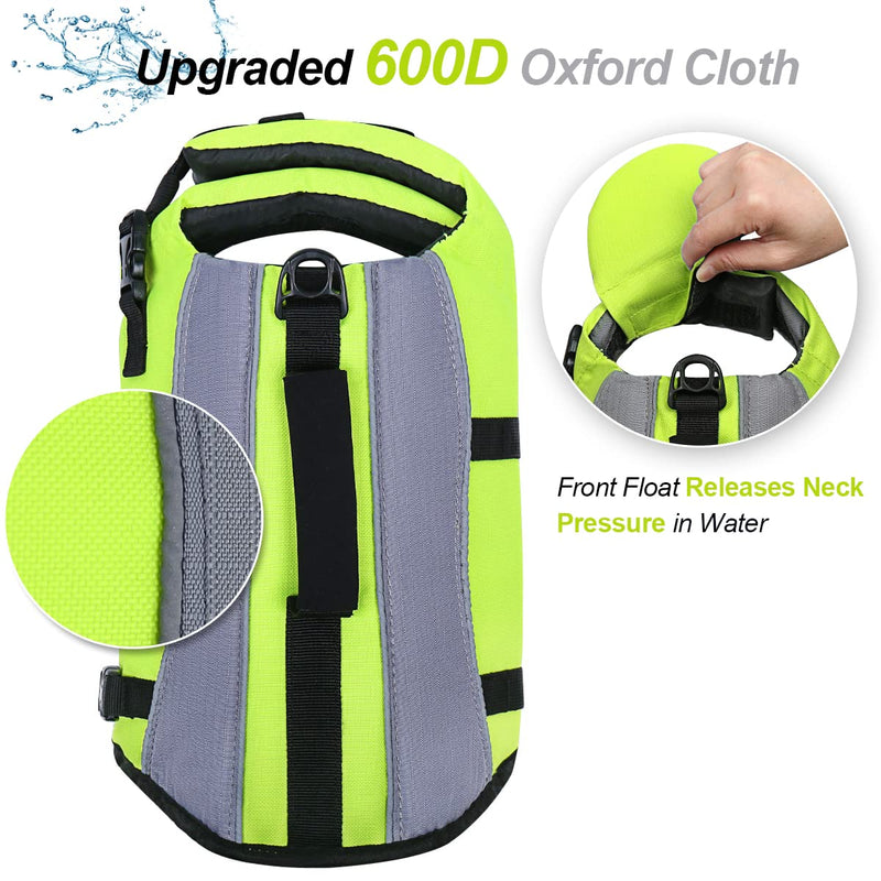 VIVAGLORY Dog Life Jacket with Removable Front Float, Life Vest for Dogs with Reflective Trims & Extra Padding for Swimming & Boating, Bright Yellow, L L: 25-31 inch (Ribcage Girth) - PawsPlanet Australia