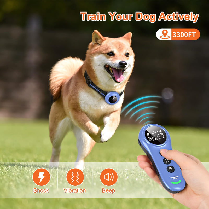 Neoally 2 in 1 Dog Training and Bark Control Collar: Smart Anti Barking Collar with and with No Remote for 5-150 lbs Small Medium Large Dogs. Rechargeable and Waterproof Receiver (Light Blue) Light Blue - PawsPlanet Australia