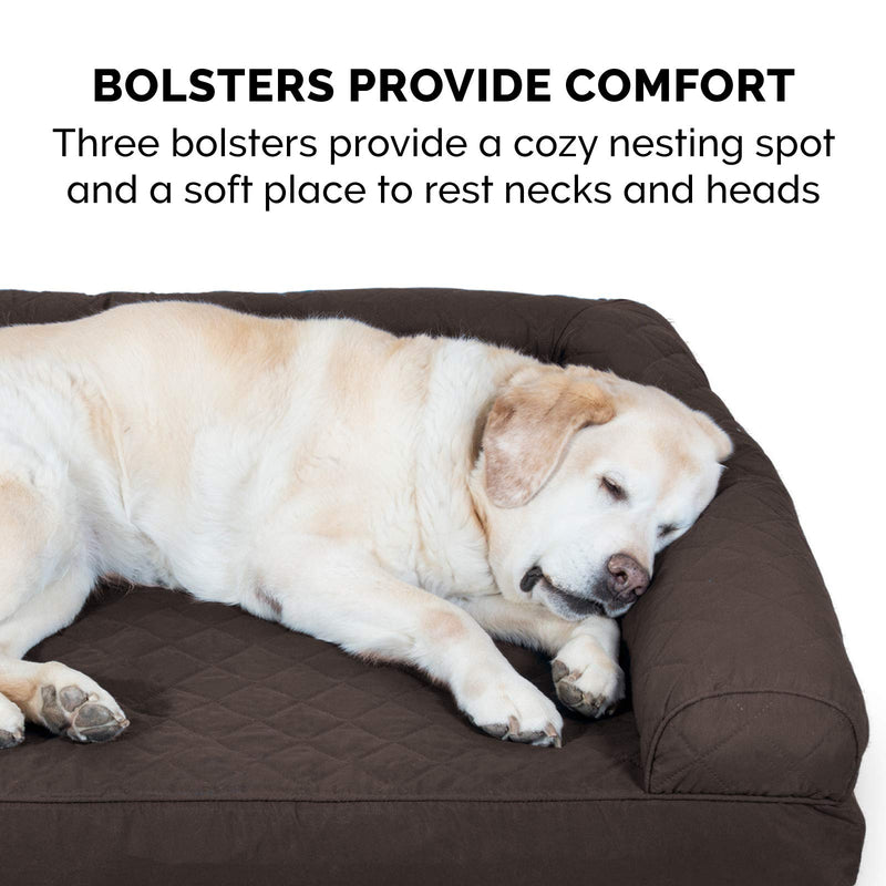 Furhaven Cooling Gel Dog Bed for Medium/Small Dogs w/ Removable Bolsters & Washable Cover, For Dogs Up to 35 lbs - Quilted Sofa - Coffee, Medium Coffee (Quilted) - PawsPlanet Australia