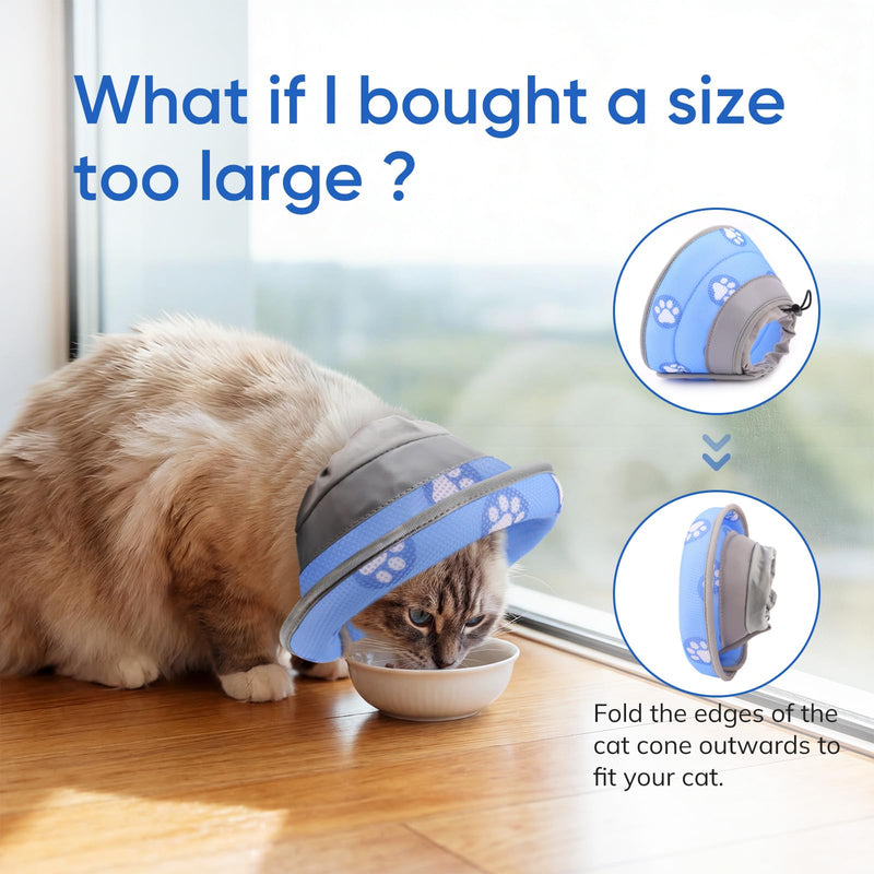 Cat Cone Collar Soft to Stop Licking After Surgery Blue M