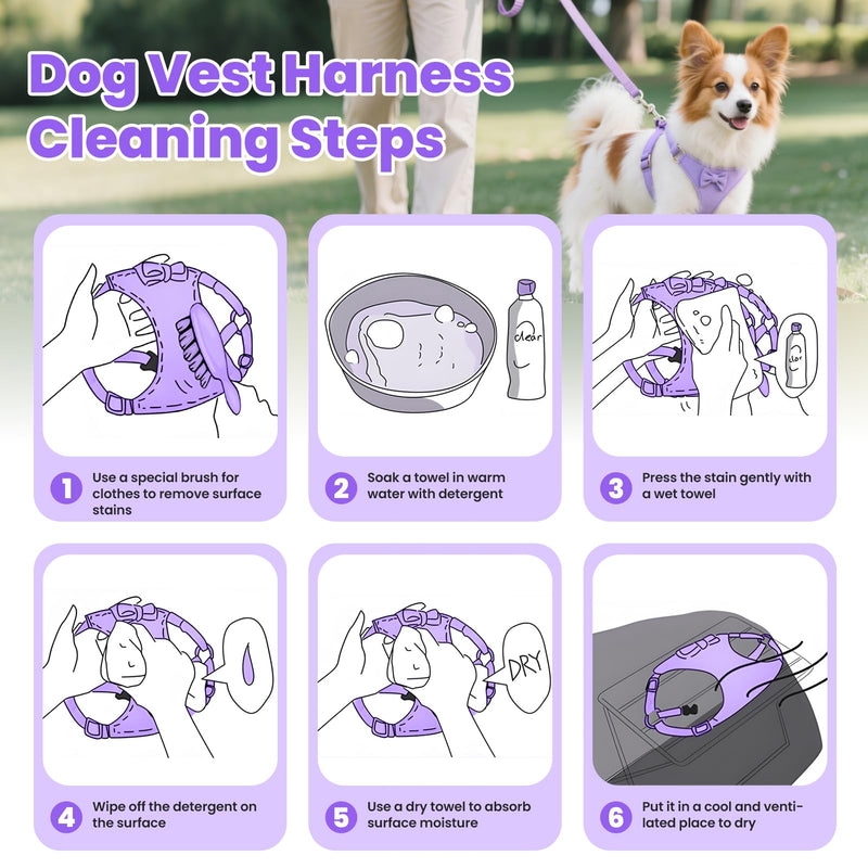 Small Dog Harness and Leash Set, Adjustable Puppy Harness for Small Dogs, No Pull Puppy Leash and Harness,Pet Harness with 1.5m Leash, Puppy Carrier Sling for Small Dogs, Cats Purple S - PawsPlanet Australia