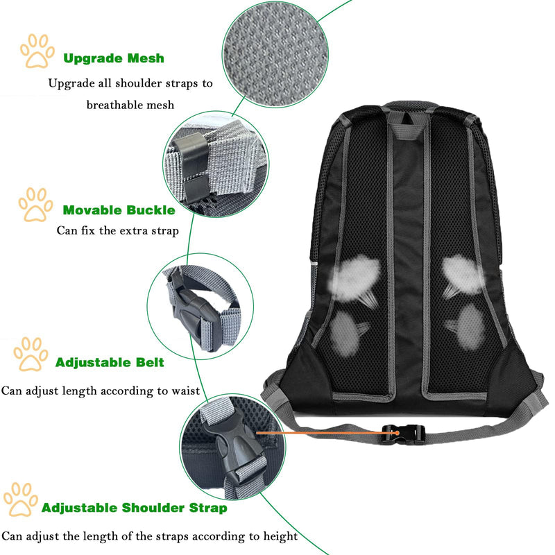 Pet Carrier Backpack for Small Dogs Cats Breathable Dog Backpack Carrier Black Dog Travel Back Pack Hands-Free Pet Backpack Carrier for Travelling Camping Hiking Cycling Outdoor Medium - PawsPlanet Australia
