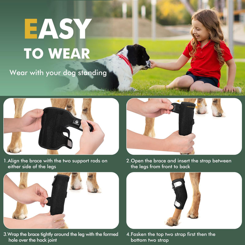 Dog Leg Braces for Back Leg for Torn ACL & CCL, Rear Leg Hock Ankle Brace with Metal Spring Inserts Reflective Straps, Dog Wrap Brace for Bottom Joint for Injury Sprain, Wound Care M - PawsPlanet Australia
