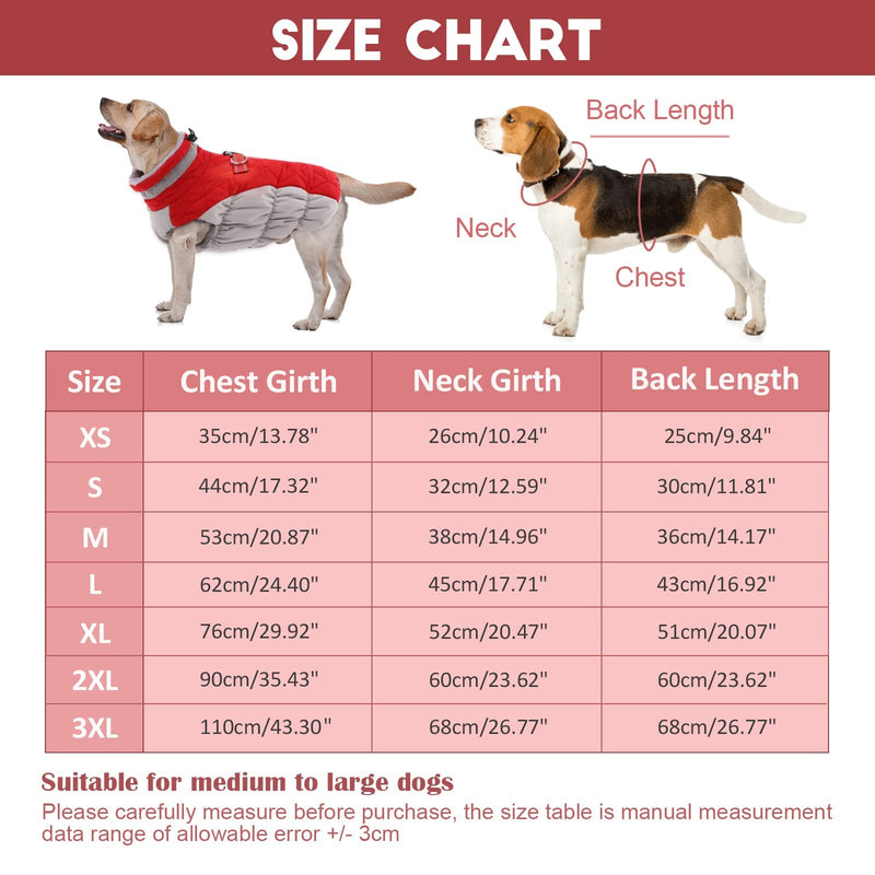 Lelepet Warm Dog Winter Coat Dog Coat Dog Cold Weather Coats Windproof Reflective Turtleneck Fleece Dog Jacket with Harness Thick Dog Fleece Vest XLarge Dog Coat, Dog Coats for Small Medium Large Dogs X-Large Red - PawsPlanet Australia