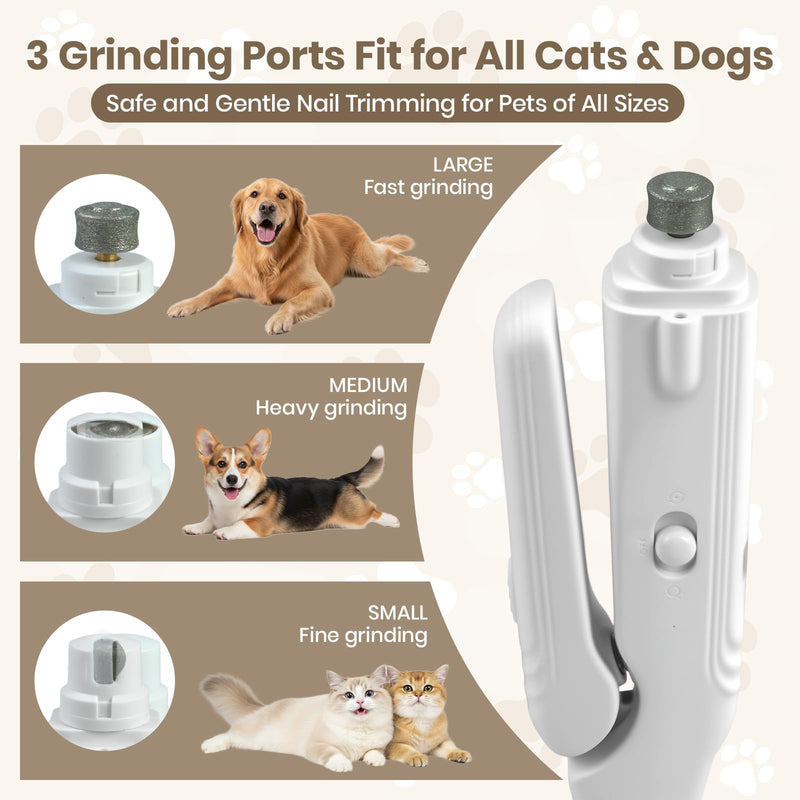 2-in-1 Dog Nail Clipper and Grinder with LED Light, USB Rechargeable Quiet Electric Pet Nail Trimmer for Dogs Cats with Safety Guard - PawsPlanet Australia