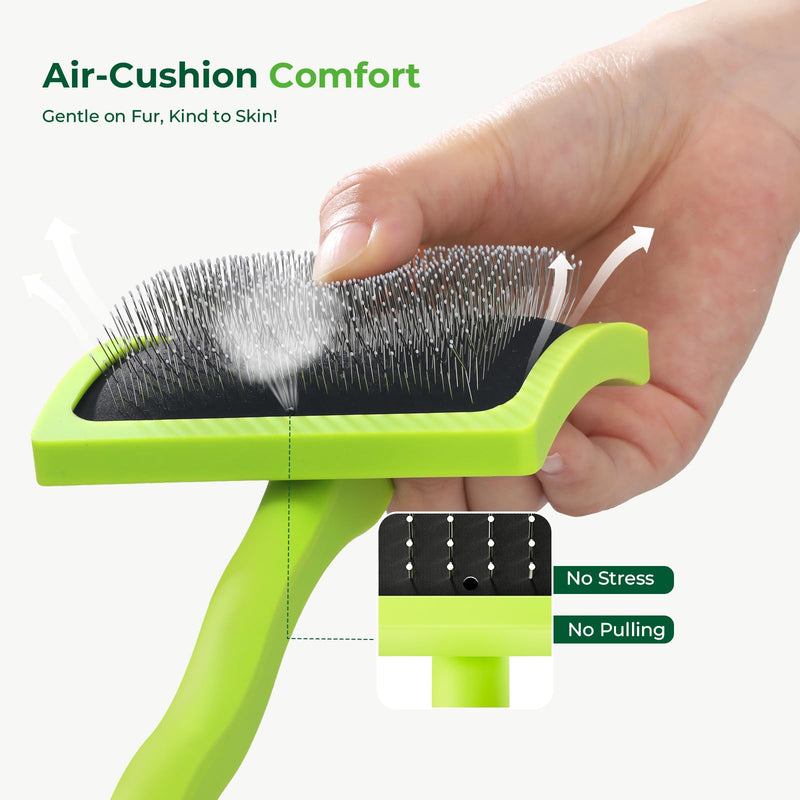pecute Slicker Dog Brushes for Grooming, Dog Brush for Cockapoo, Cavapoo, Ergonomic Cat Grooming Brush with 15mm Rounded Pins to Detangle Knots, Remove Loose Hair, Soft Pad for Sensitive Pet Skin, S Small