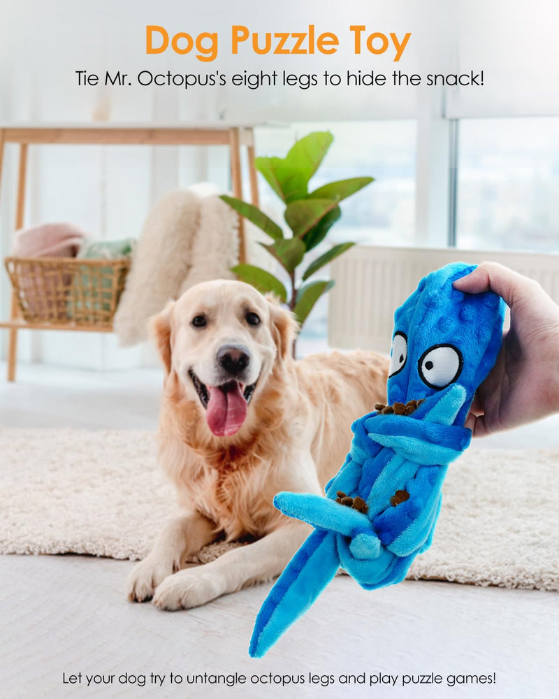 HGB Squeaky Dog Toys, Octopus No Stuffing Crinkle Plush Dog Toys to Keep Them Busy, Interactive Dog Chew Toys for Puppy Teething, Large Dog Toys for Large Medium Small Breeds, Pet Toys, 2 Pack Octopus Purple & Blue - PawsPlanet Australia