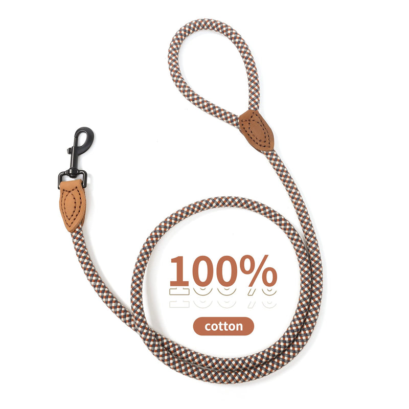 Mile High Life Rope Leash with Genuine Leather Connection, 6 FT/5 FT/4 FT, Heavy Duty Leash for Medium & Large Dogs (Brown, 48 Inch) 48 Inch-1/2" Brown - PawsPlanet Australia