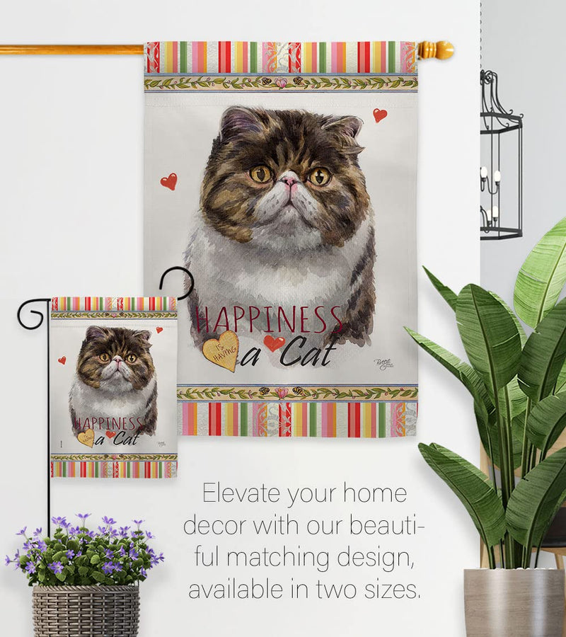 Breeze Decor Exotic Short Hair Happiness House Flag Pack Cat Kitten Meow Spoiled Paw Fur Pet Nature Farm Animal Creature Applique Banner Small Garden Yard Gift Double-Sided, Made in USA - PawsPlanet Australia