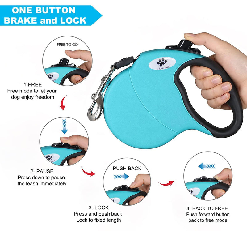 16 ft Retractable Dog Leash for Large Dogs up to 110 lbs,Tangle-Free Nylon Tape,Blue L blue - PawsPlanet Australia