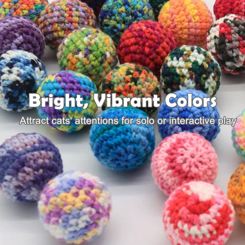 Jingle Cat Toy Balls 6 Pack 1.77" Woolen Yarn with Bell - Indoor Kitten Toys for Safe Chew & Play, Includes Gift Box - PawsPlanet Australia