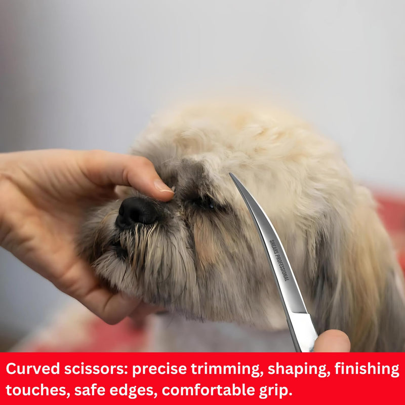 Curved Grooming Scissor for Dog Ergonomic Pet and Cats Trimming shear Long Sharp & Comfortable Grooming Scissor CVD 8 - PawsPlanet Australia