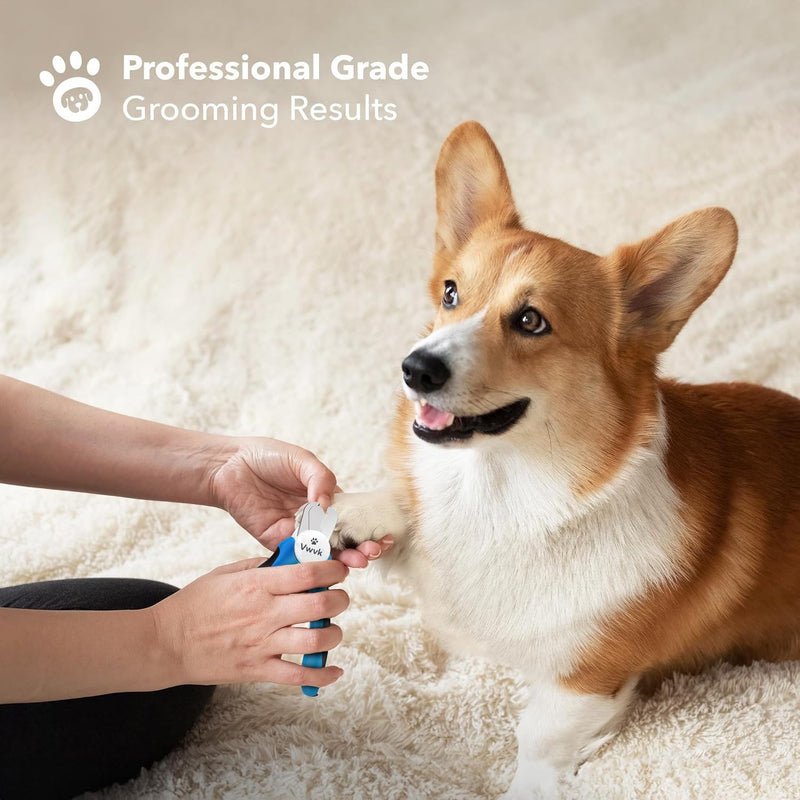 Dog & Cat Nail Clippers & Trimmers - LED Light Illuminates Nails/Bloodline, Quick Sensor & Safety Guard to Avoid Over Cutting, Extra Sharp Blade for Thick Nails, with Free Nail File(Blue) Blue - PawsPlanet Australia