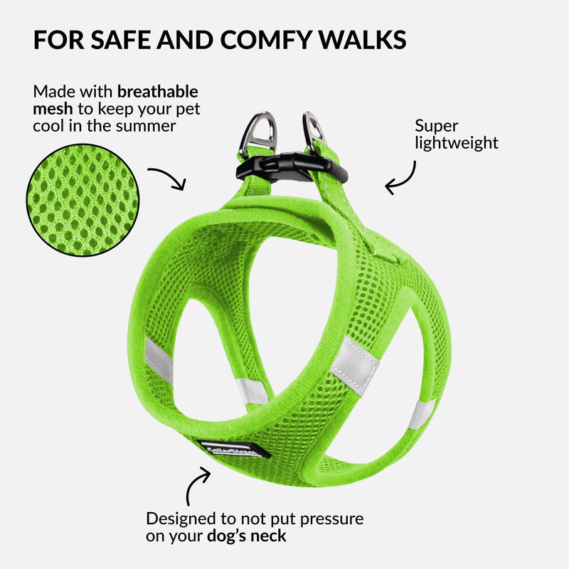 CollarDirect Step-in Reflective Dog Harness - Any Weather Air Mesh for Small and Medium Dogs Easy to Put On and Off (Size M, Lime Green) - PawsPlanet Australia
