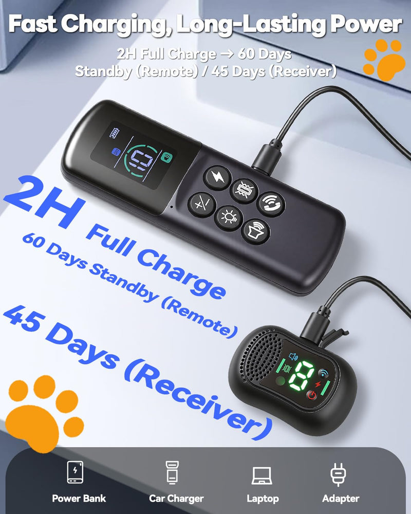 Smart Dog Training Collar with Remote – 4500FT Range Rechargeable E Collar with Voice Command, Beep, Vibration, Static & LED Light, Waterproof Shock Collar for Small Medium Large Dogs - PawsPlanet Australia