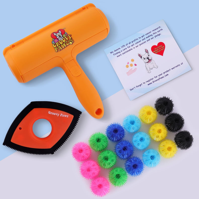 Ultimate Pet Hair Removal Kit | Car Pet Hair Removal | 18 Pet Hair Attracting Washer/Dryer Balls | Reusable Static Hair Brush | Dog Brush/Edge Cleaner | Safe and Gentle | GROOVY PAWZ - PawsPlanet Australia