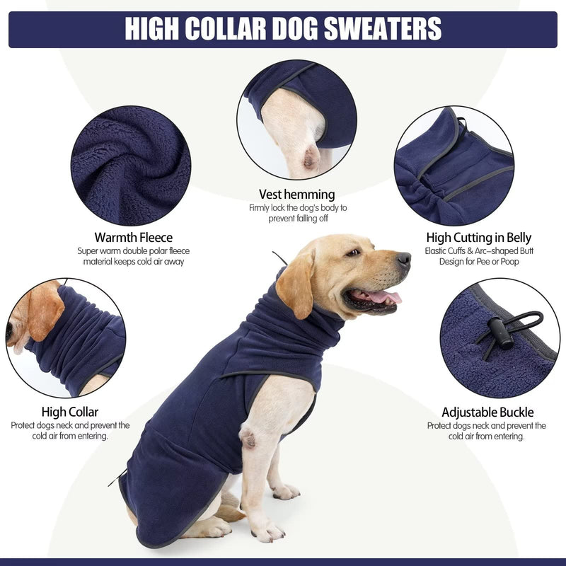 HEYWEAN Dog Fleece Sweaters Sleeveless and Pullover Design Sweatshirt Vest for Dog Small Medium Large XX-Large DarkBlue - PawsPlanet Australia