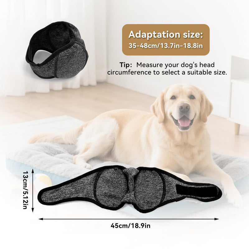 Dog Ear Defenders, Adjustable Waterproof Pet Ear Muffs for Dogs, Quiet Dog Snood Ear Protectors, Hoodie Ears Cover Muffs Plug for Bath Noisy Reduction Grooming Fireworks Thunderstorms (Gray, M)