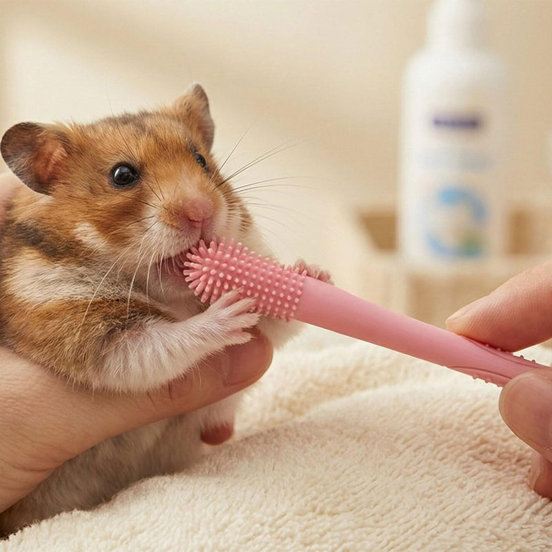 Side Pet Toothbrush Teeth Cleaning Tool for Small to Large Dog and Cats with Soft Flexible Silicone Bristles Pet Double Head Toothbrush Blau