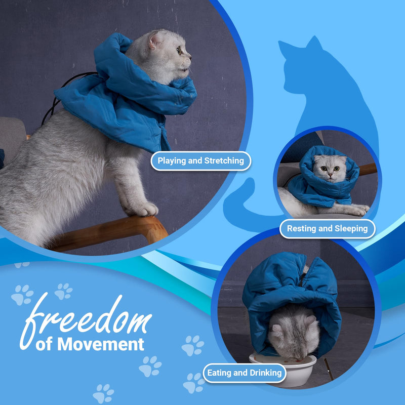 Cat Recovery Collar, Soft Adjustable Cone for Cats and Kittens, Lightweight Waterproof Elizabethan Collar for After-Surgery Care, Prevent Licking and Scratching, Neck Protector for Pets（Lake Blue,M） Lake Blue M - PawsPlanet Australia
