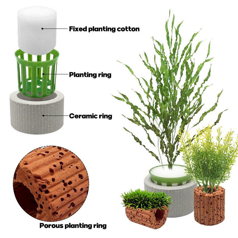 Rainmae 16 Pack New Upgrade Aquarium Plant Weights, Aquatic Water Plant Fixed Rings, Water Plants Cultivation Fixed Ring Plant Pot, Landscape Ceramic Pottery Gravity Ring for Fish Tank Accessories - PawsPlanet Australia