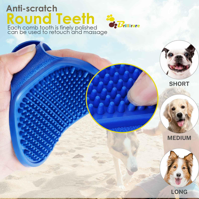 2 Pack Dog Grooming Brush, Premium Soft Silicone Pet Bath Brushes with Adjustable Handle, Shampoo Soothing Comb for Wet Dry Long Short Haired Dogs & Cats Massaging, Deshedding 2 Pack