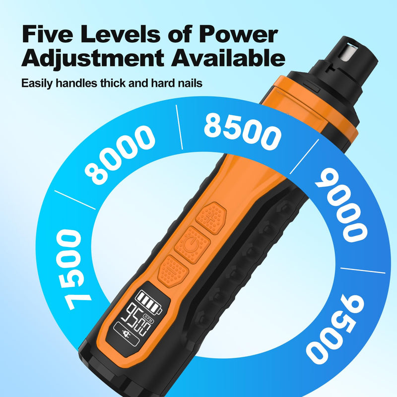 Dog Nail Grinder, Electric Dog Nail Trimmer,5-Speed Paws Grooming & Smoothing,2 LED Lights & 2000mAh Battery, Suitable for Large, Medium,Small Dogs and Cats - PawsPlanet Australia