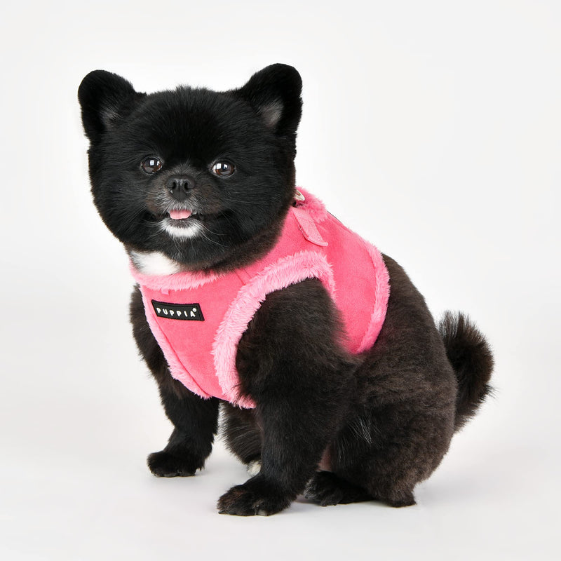 Puppia Terry Vest Dog Harness Step-in Winter Suede Warm No Choke No Pull Training Walking for Small and Medium Dog, Pink, Small - PawsPlanet Australia
