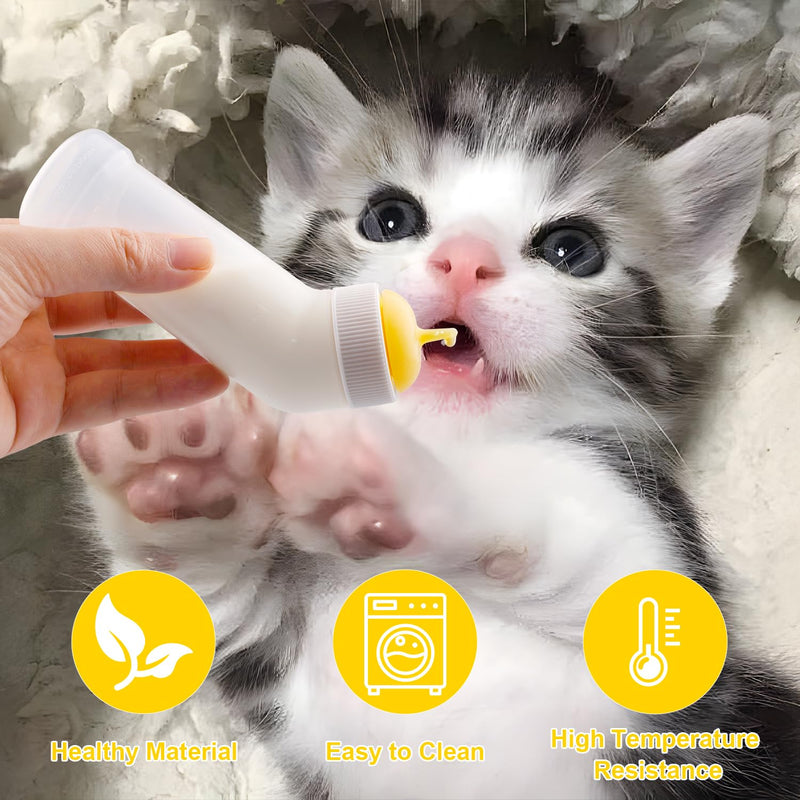 Pet Nursing Bottle for Newborn Animals,Kitten Bottle Feeding Kit Silicone Nipple for Kittens Puppys Rabbits Squirrel (Yellow, Small) Small for kitten Yellow - PawsPlanet Australia