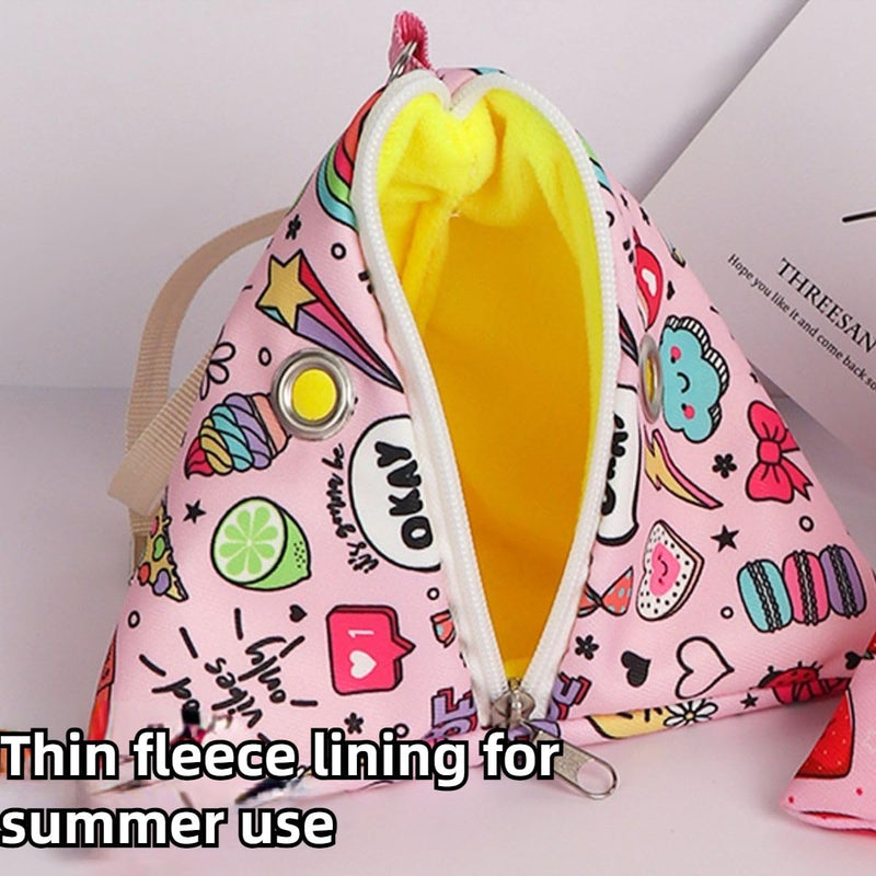 Sugar Glider Bonding Pouch Small Pet Carrier Triangle Bag Sling with Zipper Design Critter Cuddler for Gliders Ferret Rat Hedgehog Hamster (Pink A) Pink A