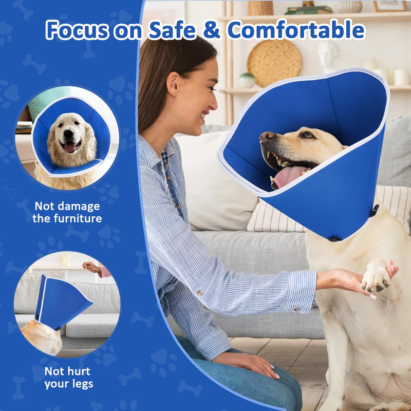 BARKLESS Dog Cone Collar, Soft Cone for Dogs After Surgery to Stop Licking, Alternative to Cone of Shame for Large Medium Small Dogs, Adjustable Elizabethan Collar, Ideal for Neuter and Wound Care Blue L