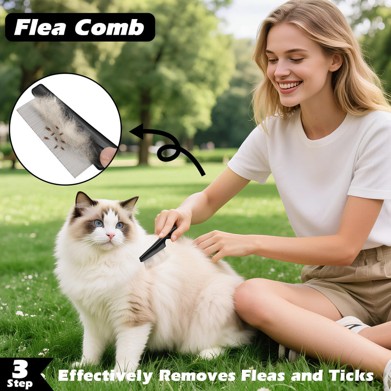 3PCS Self Cleaning Slicker Brush & Pet Grooming Rake & Bath Brush for Dogs,Cats and Horses | Double-Sided Dematting Comb & Skin Friendly Deshedding Grooming Tool | Pet Supplies(Light Purple Black) H-Light Purple Black - PawsPlanet Australia