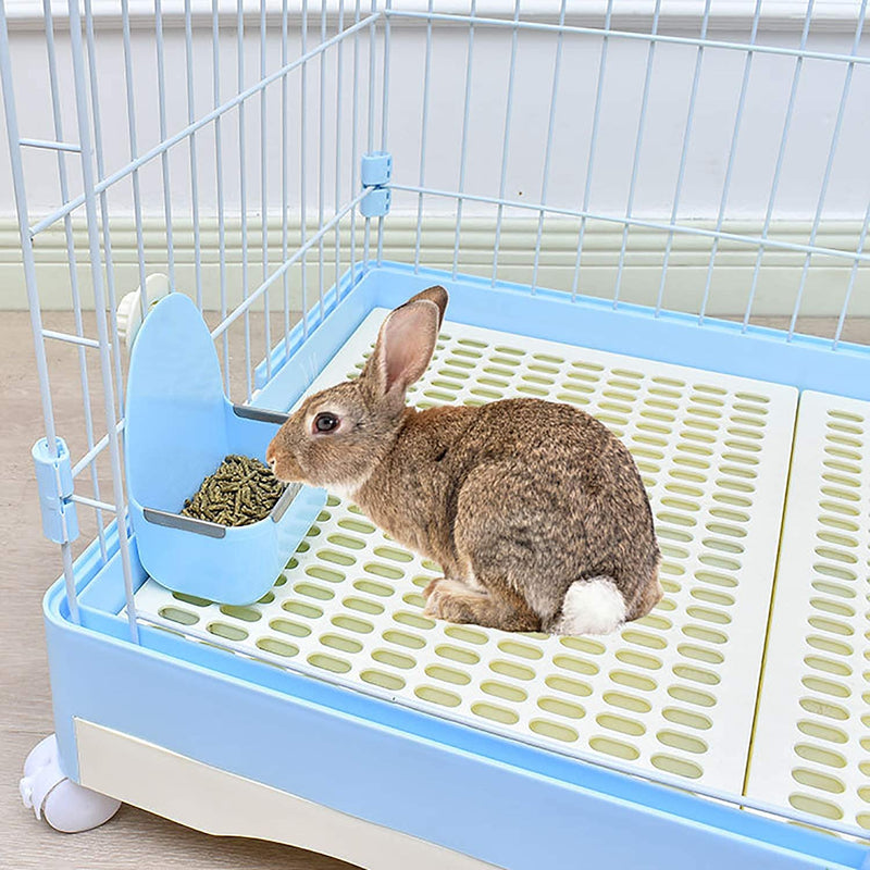 kathson Food and Water Bowl Cage Feeder for Rabbits Dish Feeder Removable Hanging Spill Proof Anti Bite for Rabbit, Guinea Pig, Chinchilla, Hamster, Ferret (Blue) Blue - PawsPlanet Australia