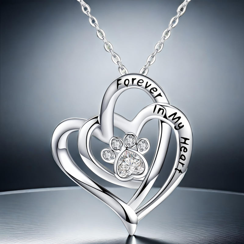 Dog Memorial Gifts Remembrance Necklace: Loss of Dog Sympathy Gift- Personalized Pet Necklace for Women Pet Lovers (Stainless) Forever In My Heart - PawsPlanet Australia