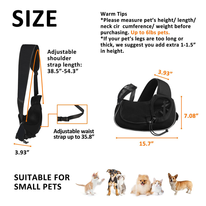 Gloppie Dog Sling Puppy Carrier Travel Cat Carrier Dog Carrying Bag Pet Carrier for Small Dogs Below 5 lbs Dog Accessories & Cat Supplies Black 15.8"L x 3.9"W x 7.1"H Classic Black - PawsPlanet Australia