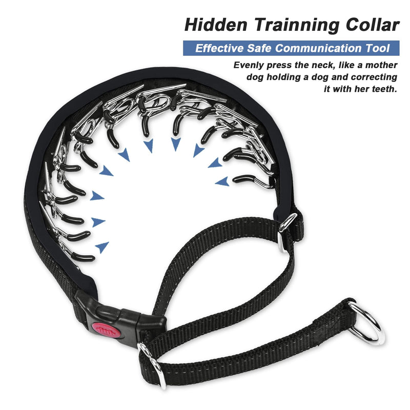 Martingale Collar for Dogs, Hidden No Pull Dog Collar with Buckle, Reflective Nylon Choke Collar Adjustable Limited Slip Collar for Large Medium Small Dogs Anti Pull Training Walking S Black S (11"-15" Neck, 1" Wide) Black Black - PawsPlanet Australia