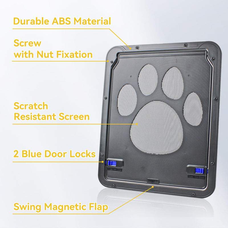 Enjoying Pet Screen Door 8"×10.2" Inner Door Size, Cat Doors with Replacement Magnetic Flap Lockable Doggy Screen Door, Black 8"×10.2" - PawsPlanet Australia