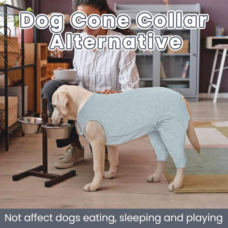 Nanaki Dog Wound Care Shirt,Dog Leg Sleeve To Stop Licking Rear Leg And Abdomen,Dog Surgery Suit Female Spay,Dog Onesie For Surgery Female Male,Dog Surgical Recovery Suit Female Dog Wound Heal Clothes 2XL(Back:23.2", Weight:40-85Ib) Gray - PawsPlanet Australia