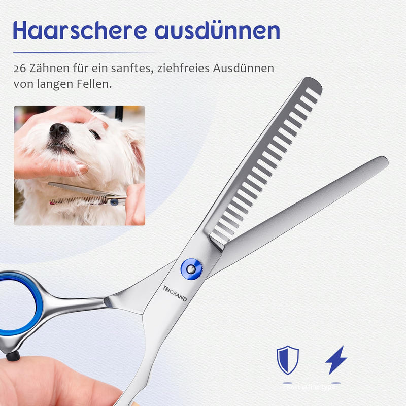 Dog Grooming Scissors, Rust-Resistant Steel, Professional Dog Scissors Grooming with Safe Rounded Tips, Ergonomic Handle, One-Piece Design,Professional Hair for Trimming Face, Paws &Tail Blue [5-in-1]