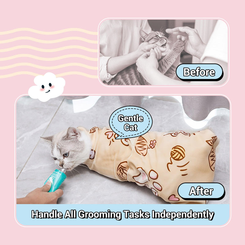 35.43" Extra Large Cat Grooming Wrap,Soft Self-stick Cat Burrito Restraint Blanket Grippy Cloth for Large Cats & Small Dogs,Nail Clipping,Ear Cleaning,Teeth Brushing Anti-Scratch Anti-Escape CUTE PATTERN(35.43" )