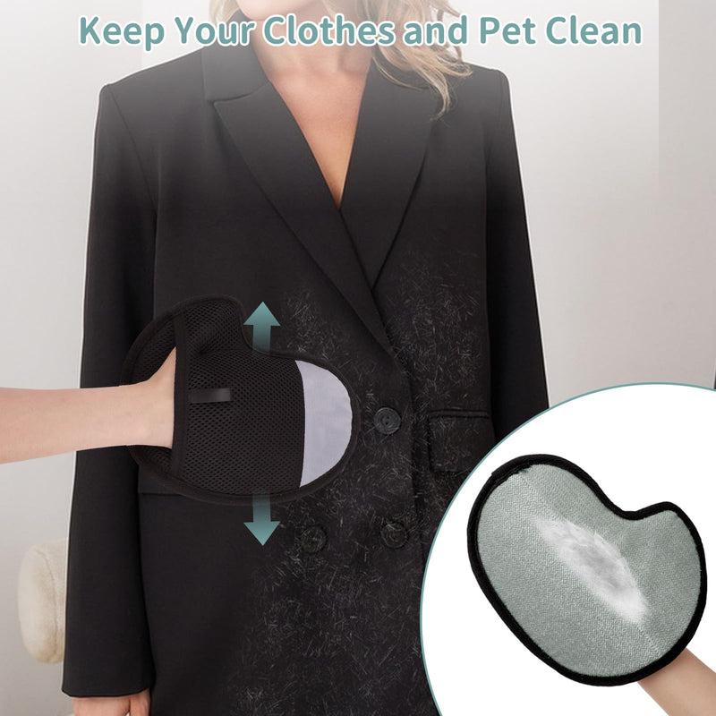 2 Pcs Pet Hair Removal Glove, Reusable Double Sided Pet for Grooming with Pet Comb - PawsPlanet Australia