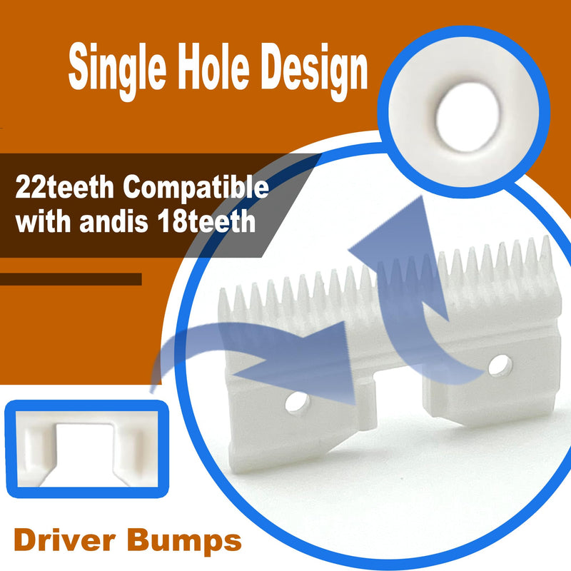 3PCS Ceramic Coarse Pet Replacement Blade Cutter Compatible with Andis 64440, Oster A5, Wahl KM Series Clipper, 22Teeth White and Black Ceramic Blade Cutter - PawsPlanet Australia